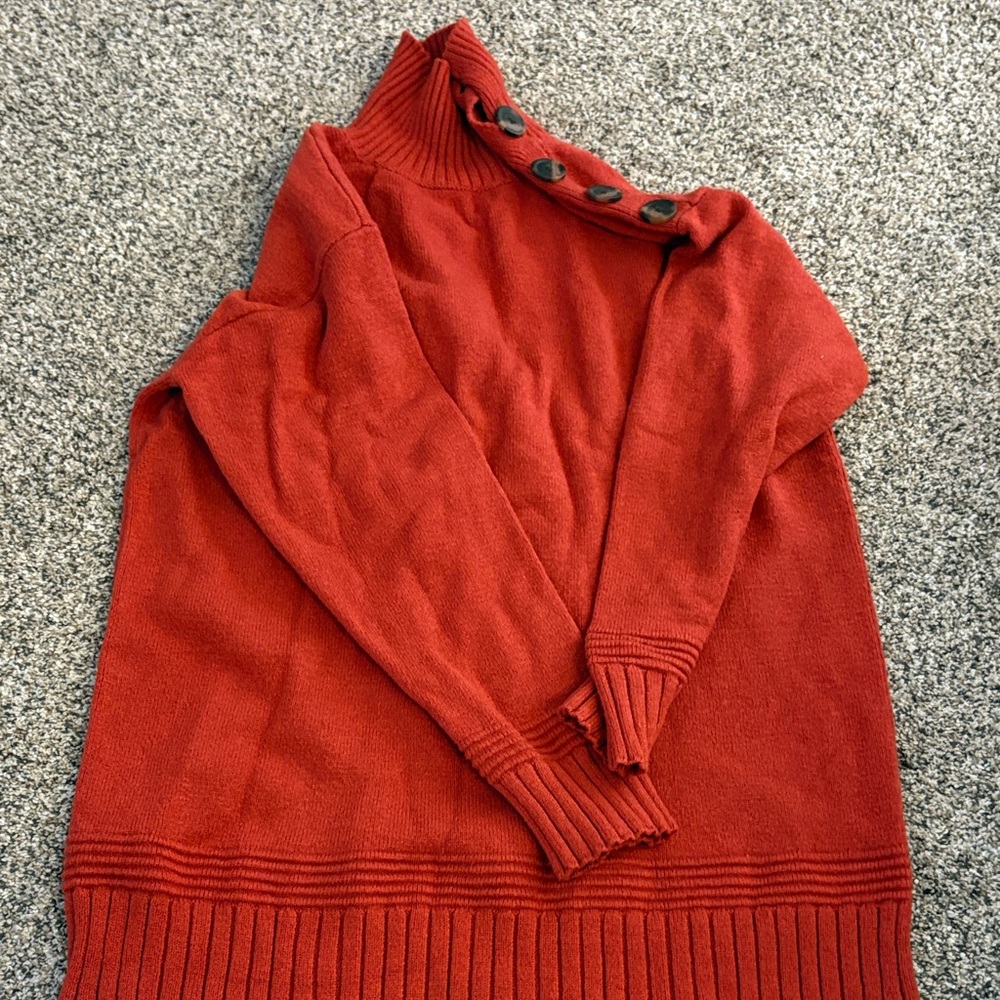 Anthropologie Red Cowl Neck Sweater